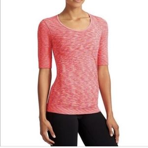 Athleta Radiance Tee Shirt Pink & Orange Space Dye Athleasure Workout